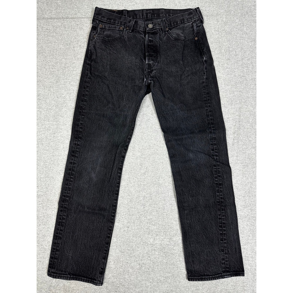 Levi's 501 Jeans Mens 32x29 (26" Inseam) Black Straight Leg Button Fly Denim